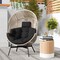 Costway Oversized Egg Style Chair with Cushions & Headrest Heavy-Duty Metal Frame for Yard Off White/Grey/Black